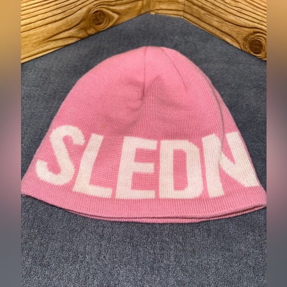 🛷Slednecks Pink Knit Beanie Hat - Picture 8 of 10